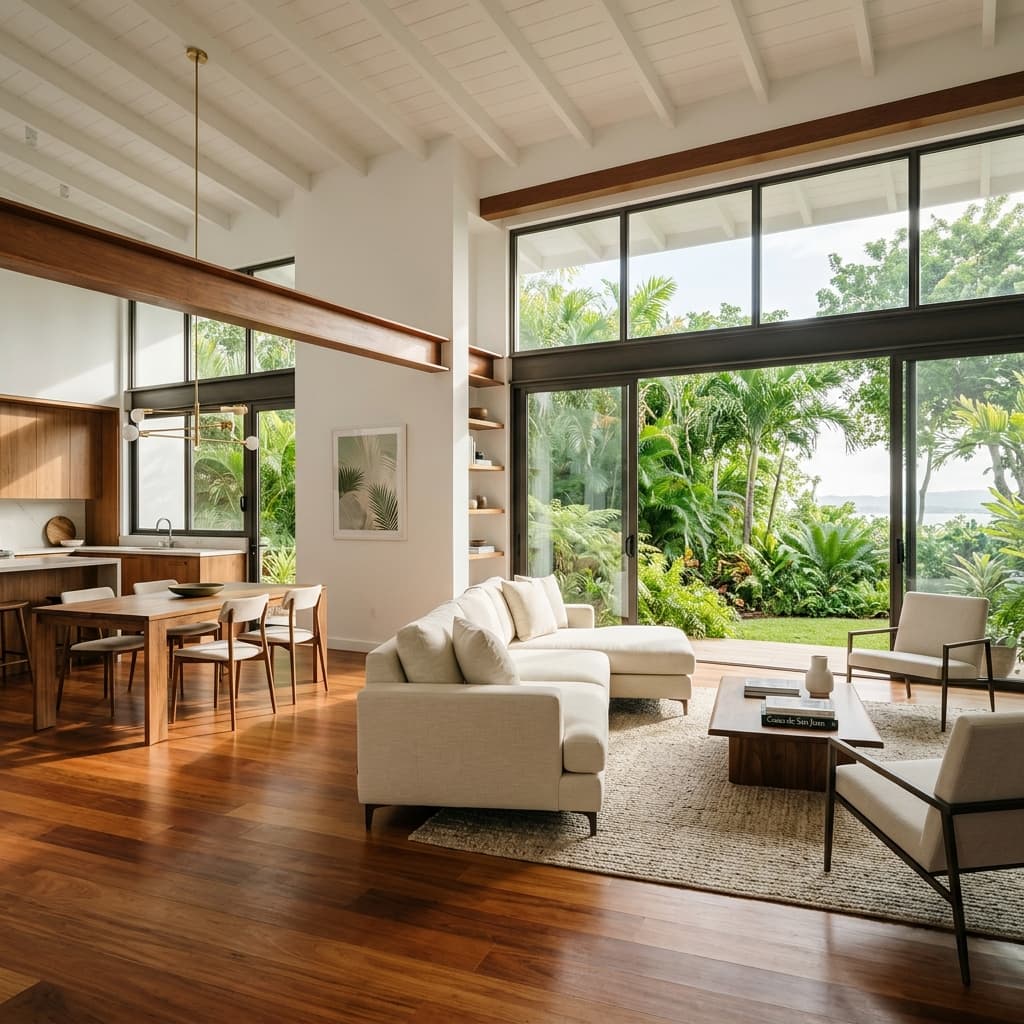 Beautifully renovated coastal home interior in Puerto Rico